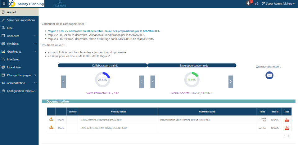 screenshot of Salary Planning